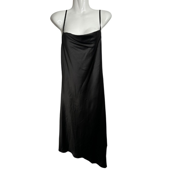 Sucrefas Women's Spaghetti Strap Dress Satin Sleeveless Cowl Neck - Picture 2 of 11